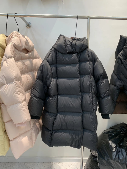 Women's Winter New High-end Luxury White Duck Down Long Casual Loose Down Jacket Coat Comfortable Warm Puffer Jacket Women Trend