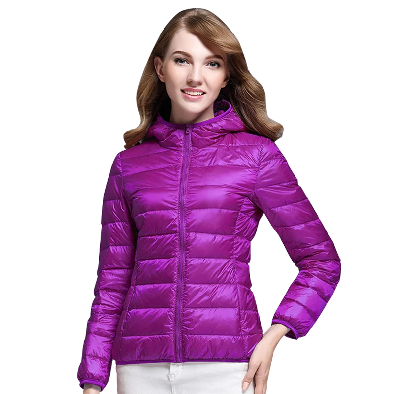 White Duck Down Winter Hoody Jackets Ultra-light Women Down Coats Puffer Long Sleeve Warm Slim Portable Thin Female Outwears 7XL