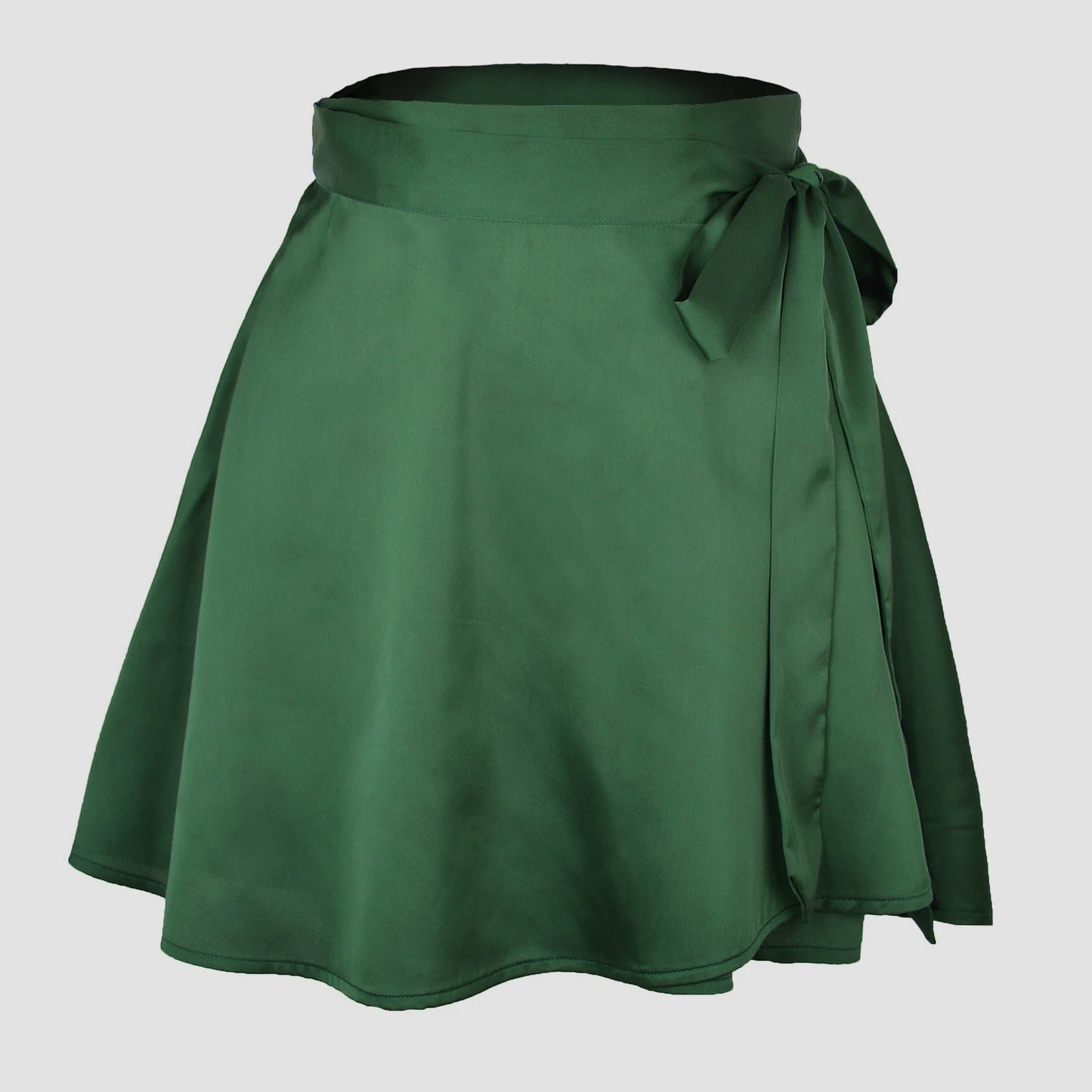 Wrap Green Satin Mini Skirt WomenRuffle Black Vintage Style Korean SilkPink Skirts Short Kawaii Lolita ClothingSummer Beach