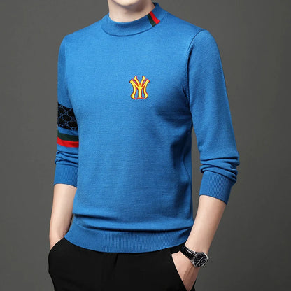 Mode ny 2023 Autumn Winter Casual broderi stickade tröjor tröjor designer o-hals varm jumper män kläder ropa hombre