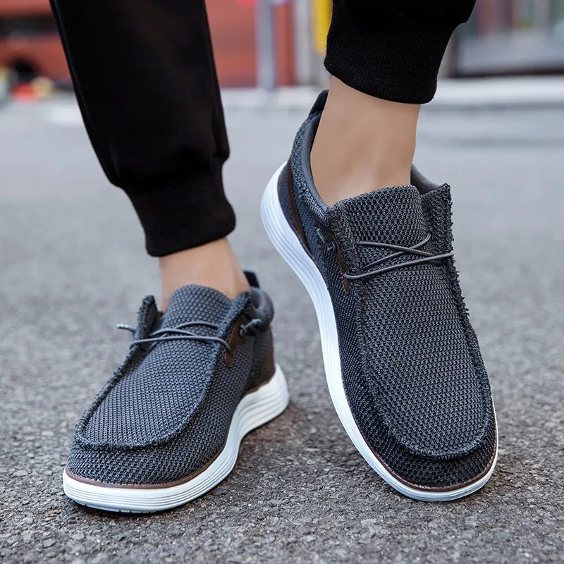 Fujeak Men's Breathable Casual Canvas Slip Shoes Comfort Slip-on Male Loafer Soft Loafers Lightweight Working Shoes