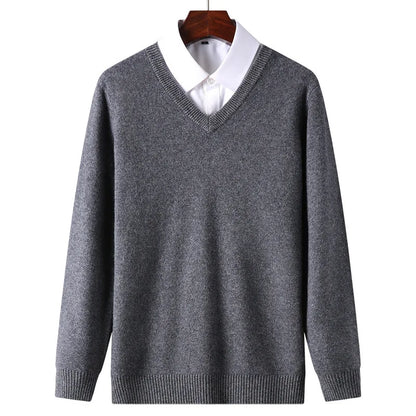 Cashmere Cotton Blend Classic V-Neck Pullover Men Sweater 2025 Autumn Winter Work Casual All-match Jumper Male Knitted Sweaters