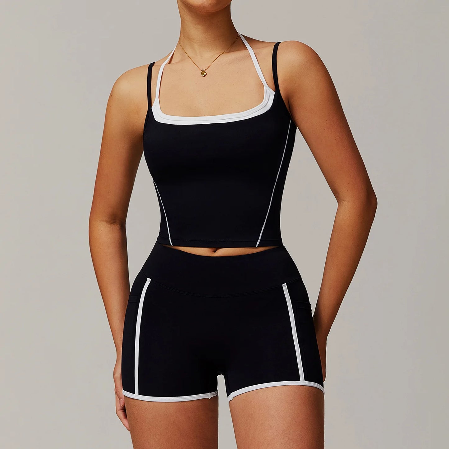 2pcs Women Yoga Set Gym Fitness trening treningssuit joga sportska odjeća osvijetljene hlače i tanke naramenice za rastez