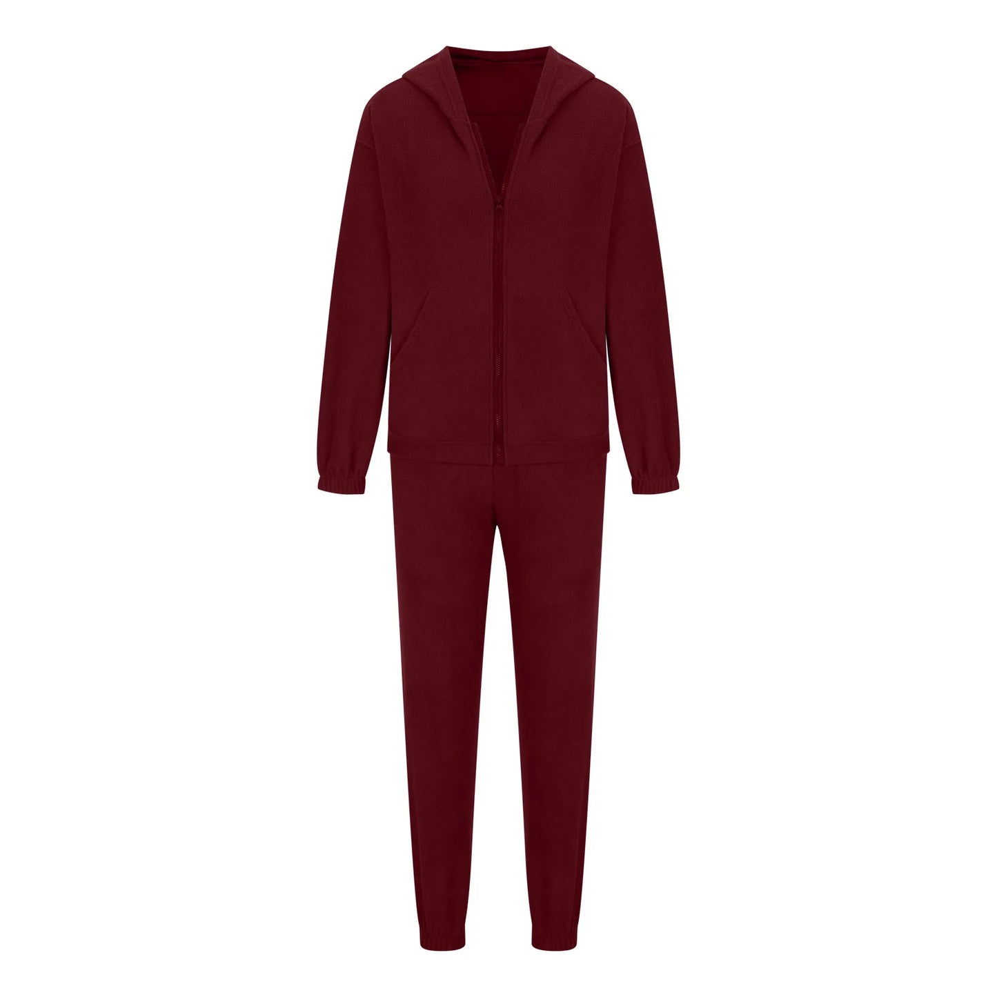 Frjálslegur konur Polar Fleece Hoodie Two Piece Sets Fashi
