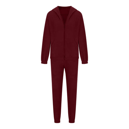Frjálslegur konur Polar Fleece Hoodie Two Piece Sets Fashi