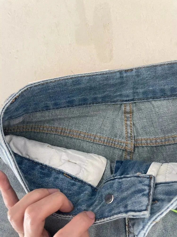 Žene široke vrećice za noge Lady Vintage Y2K Punk niski uspon struj labave traper hlače Street odjeće modno smeće duge klizačke hlače