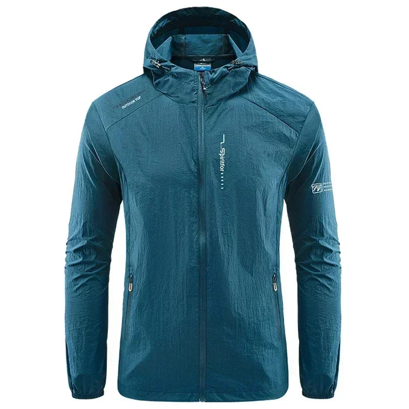 Summer Outdoor Szybki suchy słońce cienki kurtka Mężczyźni wędkarski Rybołówstwo z kapturem sportowy sport Ultra lekkie płaszcze