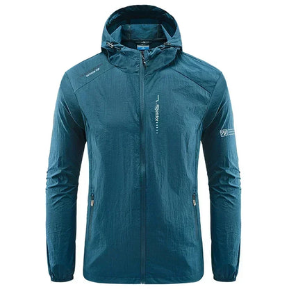 Summer Outdoor Szybki suchy słońce cienki kurtka Mężczyźni wędkarski Rybołówstwo z kapturem sportowy sport Ultra lekkie płaszcze