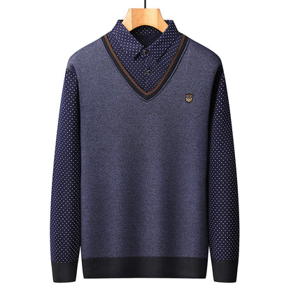 Mænds pullover med krave fleece polo skjorter langærmet tøj vintage smart afslappet strikede trøjer varme
