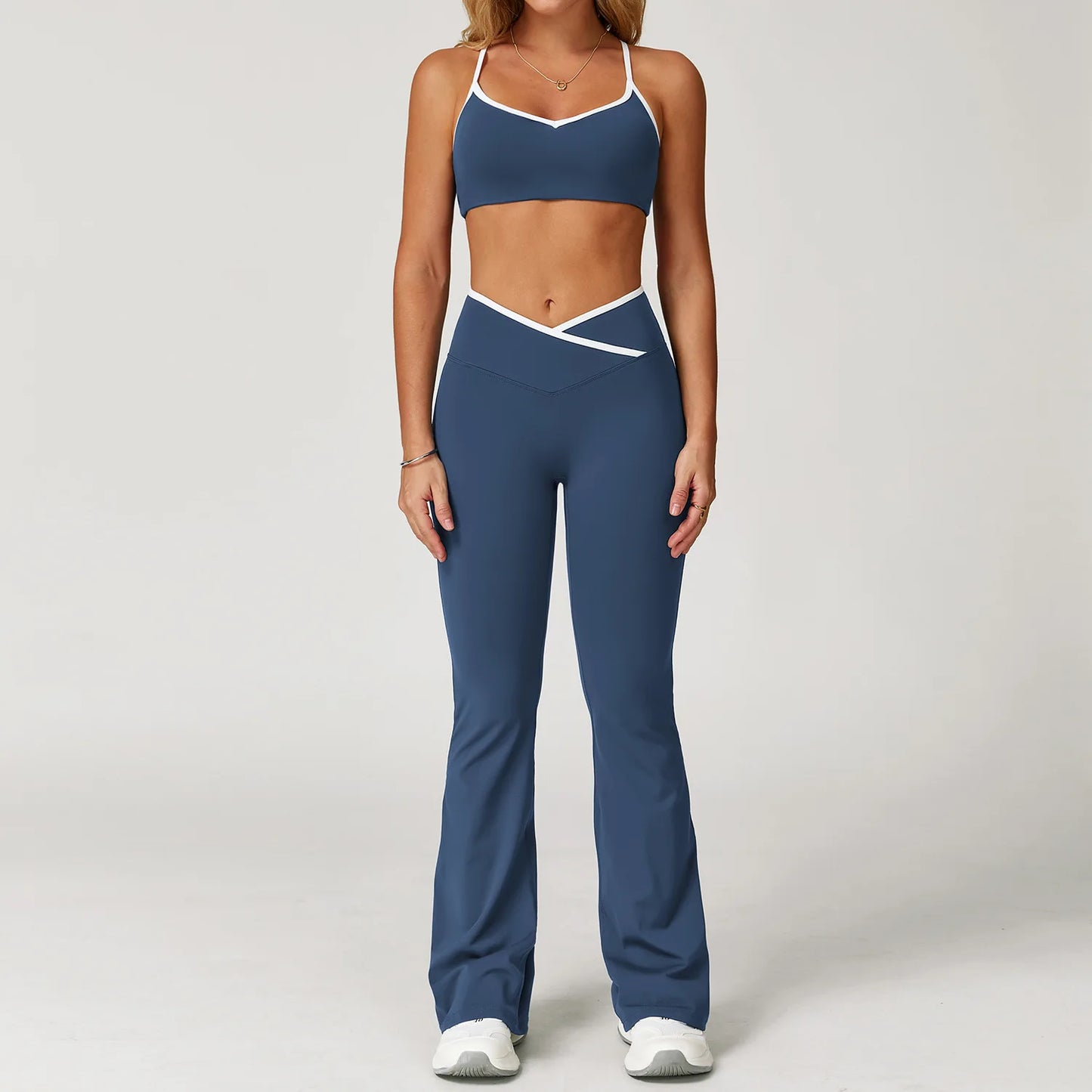 Yoga Set 2 Pieces Workout Clothes Women's Tracksuit Sportswear Gym Clothing High Waist Bell-bottoms Sexy Fitness Bta Sports Suit