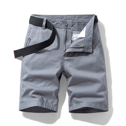 Summer thin multi pocket pure cotton workwear shorts men's oversized loose straight leg five point casual over knee beach shorts
