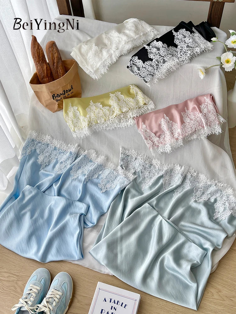 Beiingni francés elegante satén sirena falda mujeres primavera de verano de verano paquete de mosaico cadera largas faldas de línea de línea damas faldas
