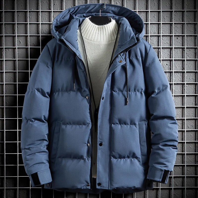 Langhylse Solid Warm Parkas Cardigan Outdoor Men Autumn Winter Jacket Waterproof Hoodie Outerwear Fashion Sportswear Coat Tops