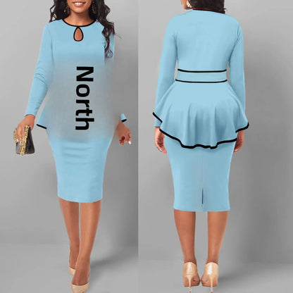 SexyElegant Amazon Cross-Border Suit Dress Ruffle Edge Top Side Slit Skirt 2-Piece Set For Women From China Big Land