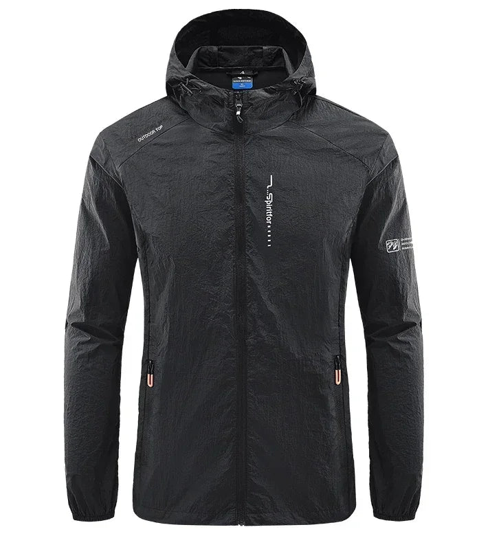 Summer Outdoor Szybki suchy słońce cienki kurtka Mężczyźni wędkarski Rybołówstwo z kapturem sportowy sport Ultra lekkie płaszcze
