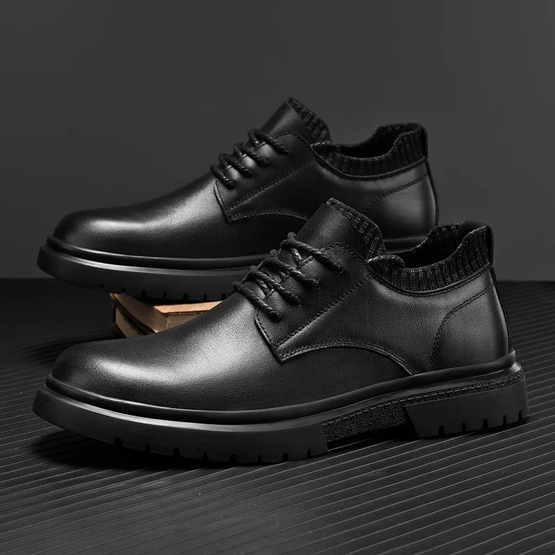 Luxury-style Men's Genuine Leather Casual Shoes Soft Sole Lace-up Oxford Shoes Stylish Formal Dress Footwear Male Business Shoes