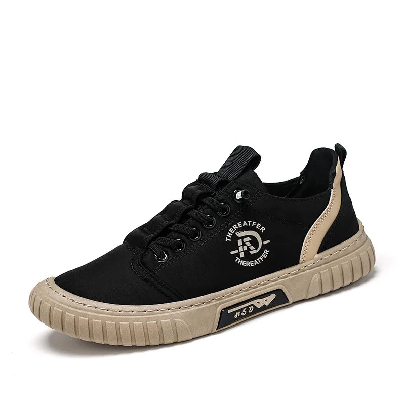 2025 Men Black Casual Shoes Spring Summer Fashion Flat Skateboard Canvas Shoes Youth New Design Loafers Sneaker Large Size 44