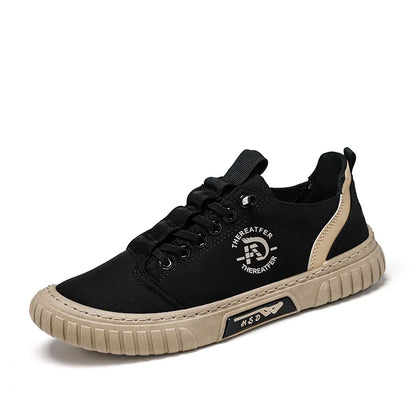 2025 Men Black Casual Shoes Spring Summer Fashion Flat Skateboard Canvas Shoes Youth New Design Loafers Sneaker Large Size 44