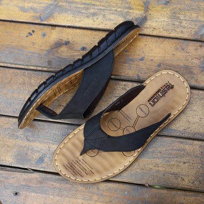 Summer Shoes Men Slippers Genuine Leather Mens Flip Flops Flat Mens Sandals Holiday Non-slip Black Khaki A673