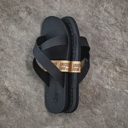 Maden menns kontrastfarge gummisandaler sklisikre strandferie for sommer utendørs casual tøfler komfort tverr flip flops