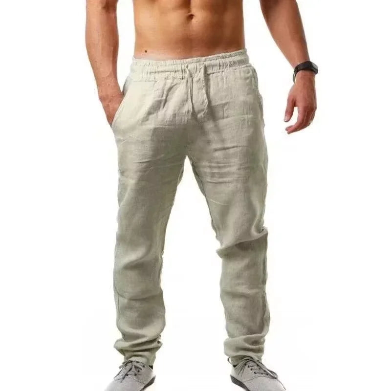 2024 Sommer Neue Herrenmodie Street Hip Hop Sportshosen Komfortable atmungsaktive Baumwollflachs Lose Casual Seil Jogging Hosen