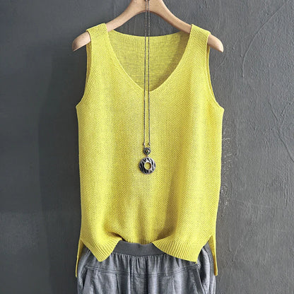 BLUSAS MUJER DE MODA 2024 BLUSE KVINNER Summer ermeløs strikket bluse skjorte kvinner klær v-hals bluse kvinner topper skjorter c855