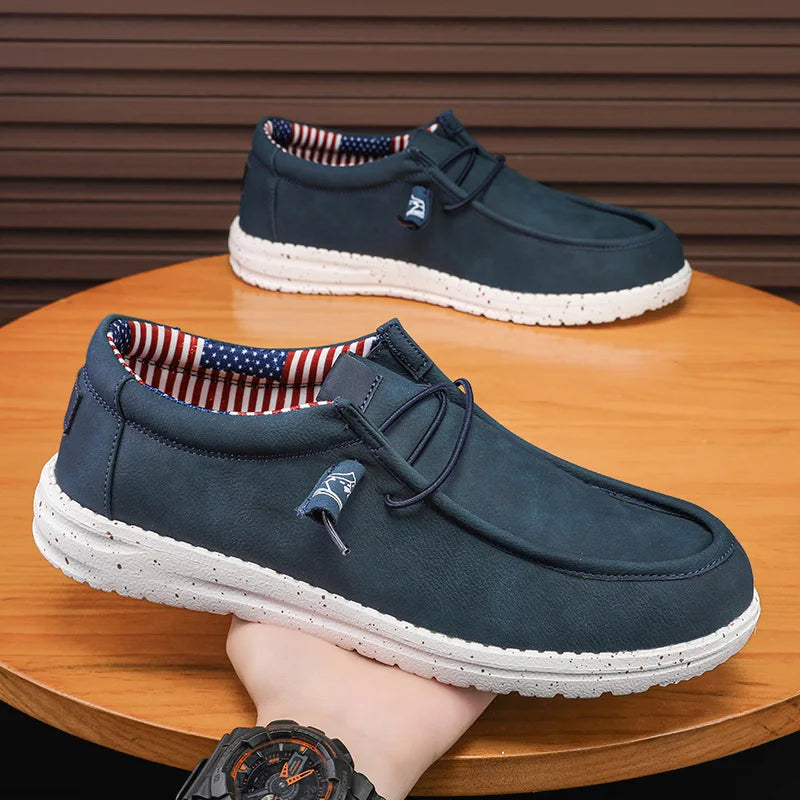 Mænds slip-on afslappet loafers lette komfortable lærredsko stræk loafer non slip åndbare bådsko til mænd