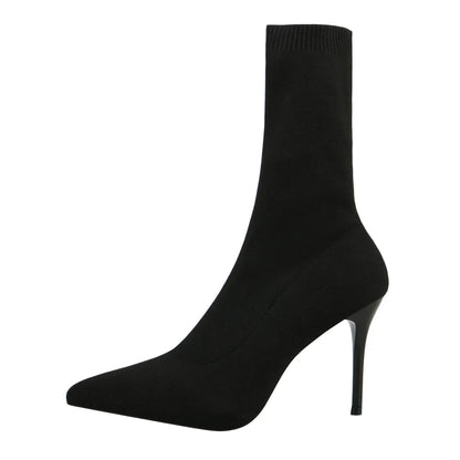 Stivali da calzino sexy stivali da allungamento a maglia tacchi alti per donne scarpe alla moda 2024 stivali caviglia autunno primaverili femminile