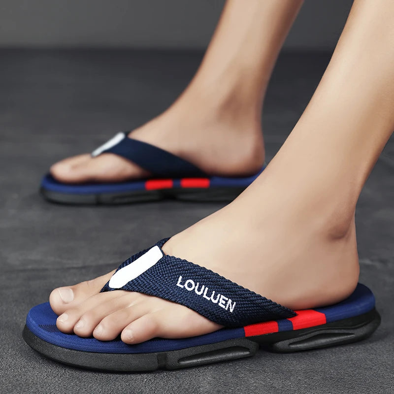 Hágæða tísku karlar flip flops sumarströnd flip flops menn frjálslegur andar andstæðingur strandskírur karlar sumar úti