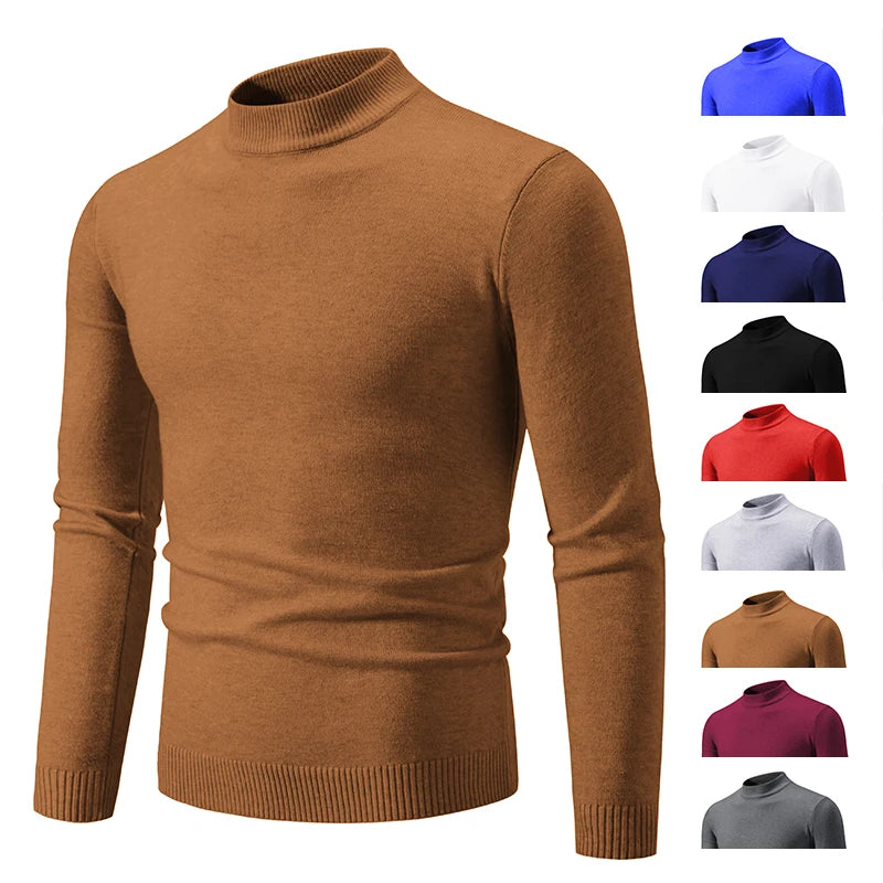 Ny Autumn Winter Designer Fashion Half Turtleneck Sticked tröja Högkvalitativ herr Casual Solid Color Warm Woman Sweaters