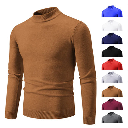 Ny Autumn Winter Designer Fashion Half Turtleneck Sticked tröja Högkvalitativ herr Casual Solid Color Warm Woman Sweaters