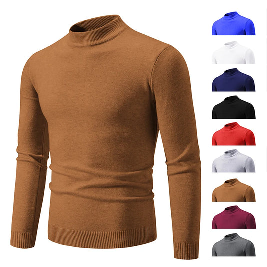 NUEVA Autumn Winter Designer Fashion Half Turtleneck Sweater Knited Mens de alta calidad Color sólido Sétalas de mujeres calientes