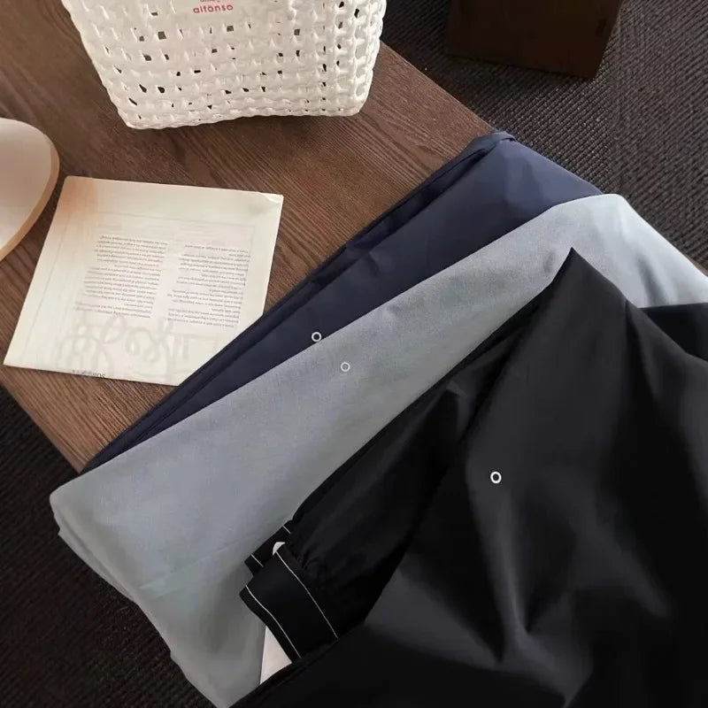 High Waist Elastic American Style Casual Sports Pants 2025 New Solid Color Fashion High Street Summer Straight Trousers