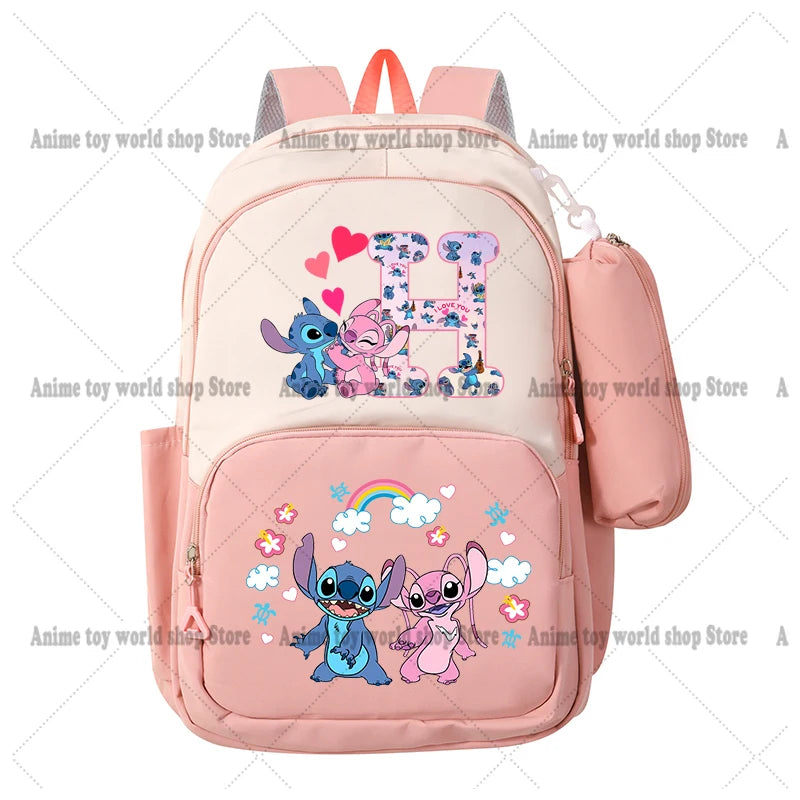 Lilo & Stitch Anime Backpack Pencil Case 2pcs Girl Student Teenager Book Bags Men Rucksack Travel Backpack Mochila Escolar Gift