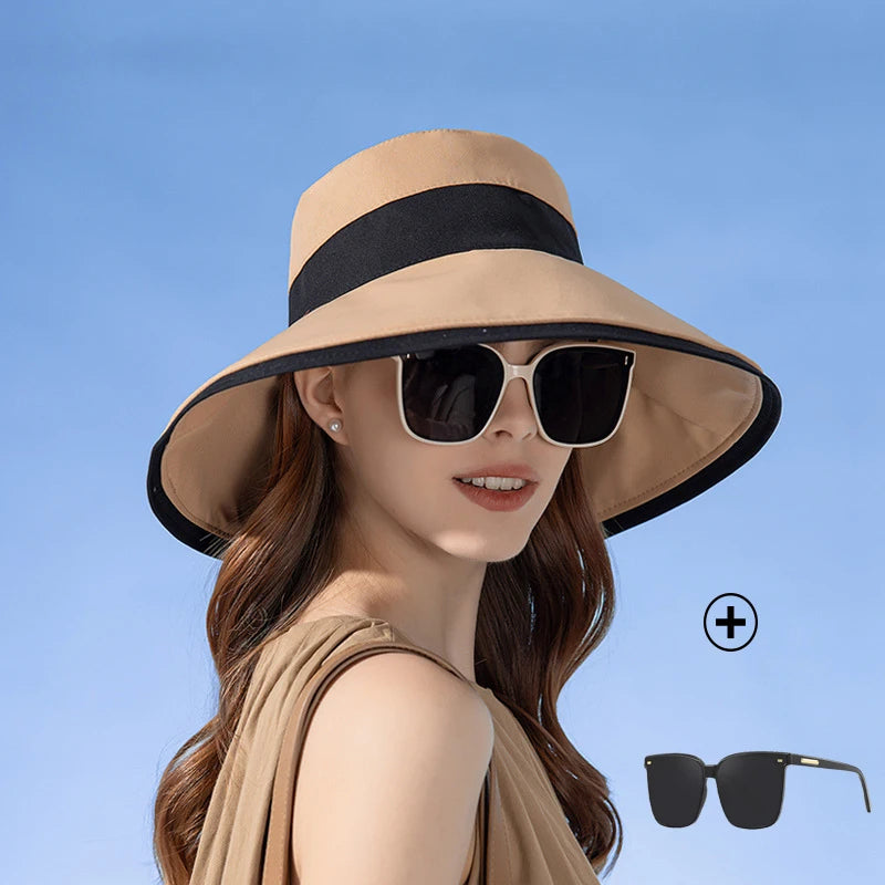 Panama Women's Fisherman Sun Pot Hat Sunscreen Beach Summer Hat Big Brim Fashion Bow Outdoor Cap H41