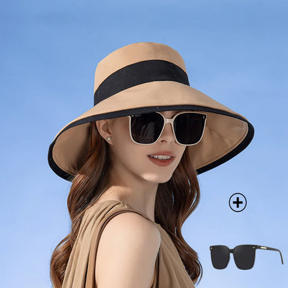Panama Women's Fisherman Sun Pot Hat Sunscreen Beach Summer Hat Big Brim Fashion Bow Outdoor Cap H41