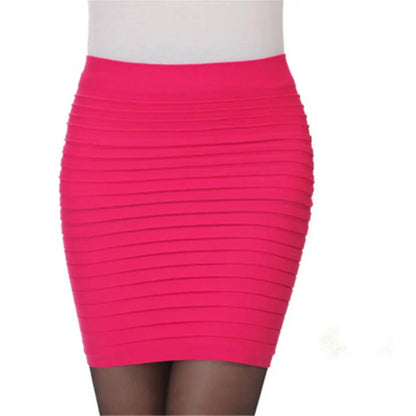 Elastično nagubano krilo visok pas bodycon mini krilo poslovno pisarnico poceni kratka krila s svinčnikom trdno barvo roza črno modro vroče