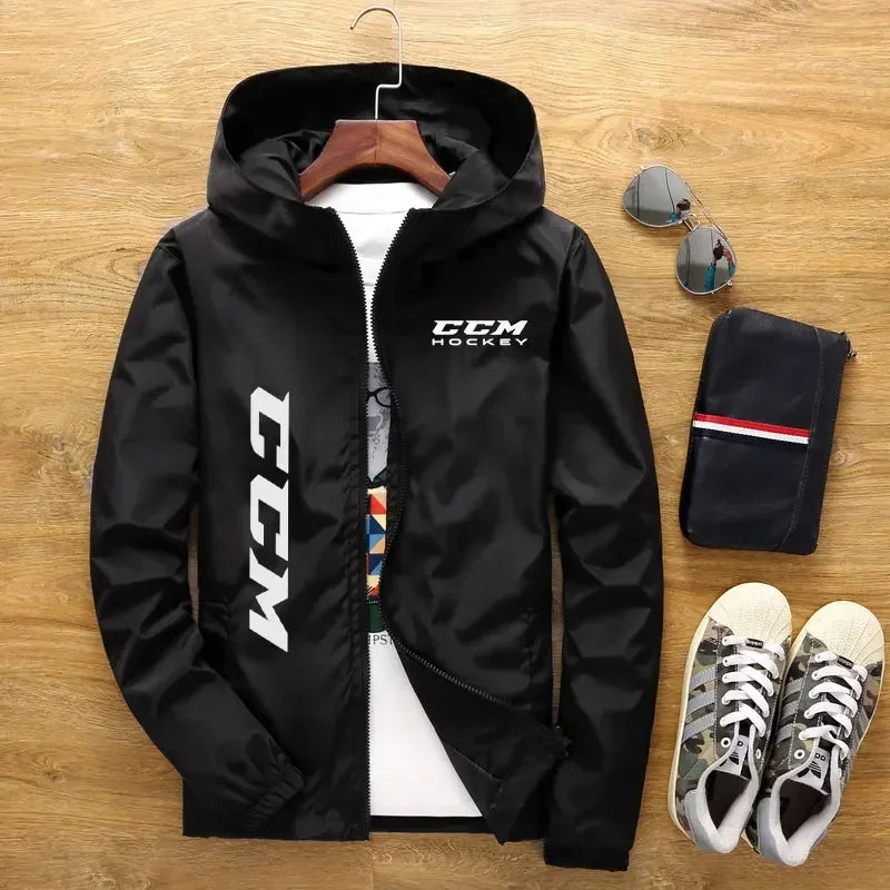 2024New Spring and Summer Hooded Men's Jacket CCM Hockey Herre Casual Windbreaker Zipper tynd sektion Hooded Jacket Men 7XL