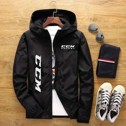 2024New Spring and Summer Hooded Men's Jacket CCM Hockey Herre Casual Windbreaker Zipper tynd sektion Hooded Jacket Men 7XL