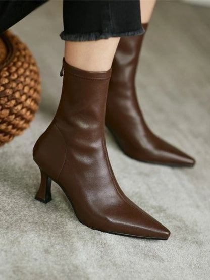 2023 WOMEN HIGH WEEL KRATKE KOŽNJI Čizme Nove čizme ženske tanke čizme za tanke potpele dame gležnjeve kratke čizme Botas de mujer