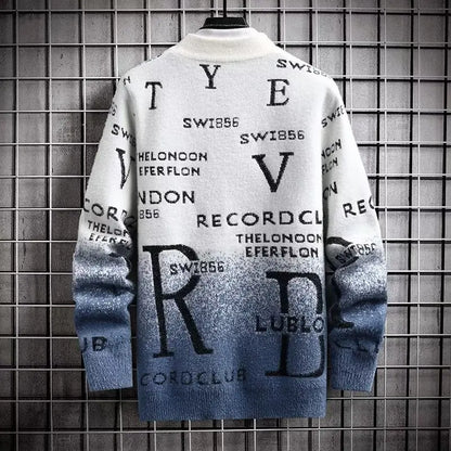 2024 suéter masculino coreano otoño invernal de la moda hombres elementos ingleses suéter sweater casual suéter de cuello