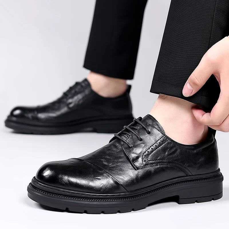 High Quality Men Genuine Leather Shoes Versatile Men's Casual Shoes Fashion Brand Man Oxford Shoes Lace Up Formal Dress Footwear