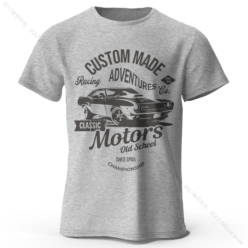 Camiseta impresa de motores para hombres 100% algodón de algodón