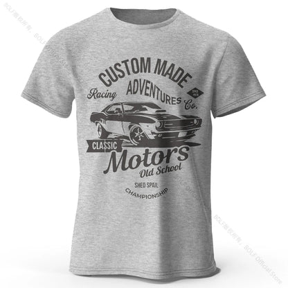 Camiseta impresa de motores para hombres 100% algodón de algodón