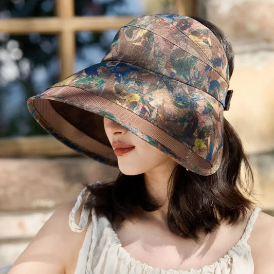 Women's Korean Style Large Brim Sun Hat Fisherman Hat Windproof Elegant Outdoor Sun Protection Comfortable Straw Hat