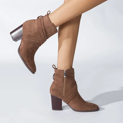 Ankle Boots for Women New Fashion Woman Autumn Pointed Toe High Heels Zipper Pumps Female Short Booties Zapatos De Mujer 2024
