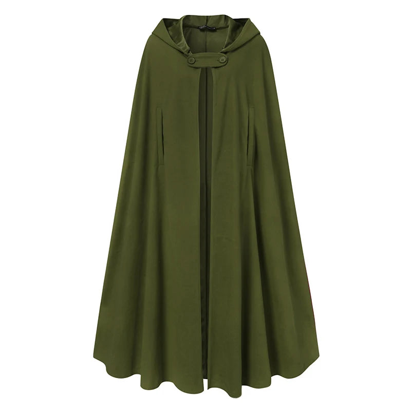Women Long Cape Cloak Stylish Hooded Wool Blend Cloak Coat Ladies Autumn Hoodies Poncho Warm Cosplay Jackets Outwear Windbreaker