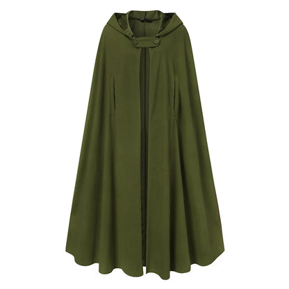 Women Long Cape Cloak Stylish Hooded Wool Blend Cloak Coat Ladies Autumn Hoodies Poncho Warm Cosplay Jackets Outwear Windbreaker