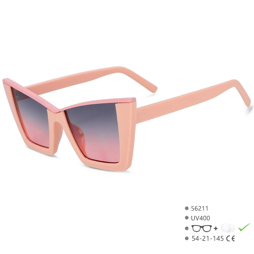 56211 Retro Square Cat Eye Sunglasses Women Popular Sun Glasses Ladies Black Eyeglasses Driver Goggles Uv400 Mirror