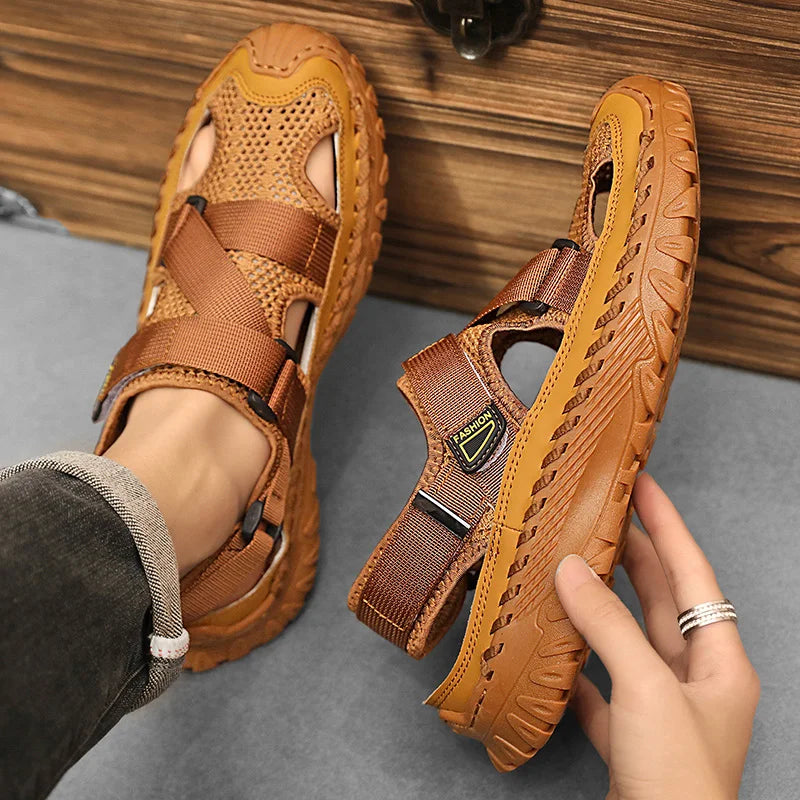 Zomermannen Sandalen Echte lederen heren Casual schoenen Outdoor Men Leer Sandalen voor mannen Strandschoenen Romeinse herenschoenen
